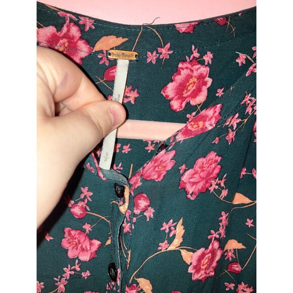 Free People Flower Fields Floral Button Front Ruffle Mini Dress Size Small - Picture 6 of 11